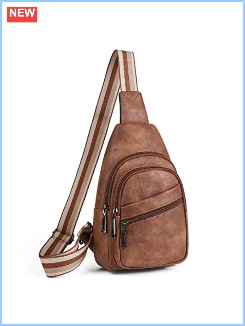 Faux Leather Sling Bag Crossbody for Women Adjustable Strap Small Purse